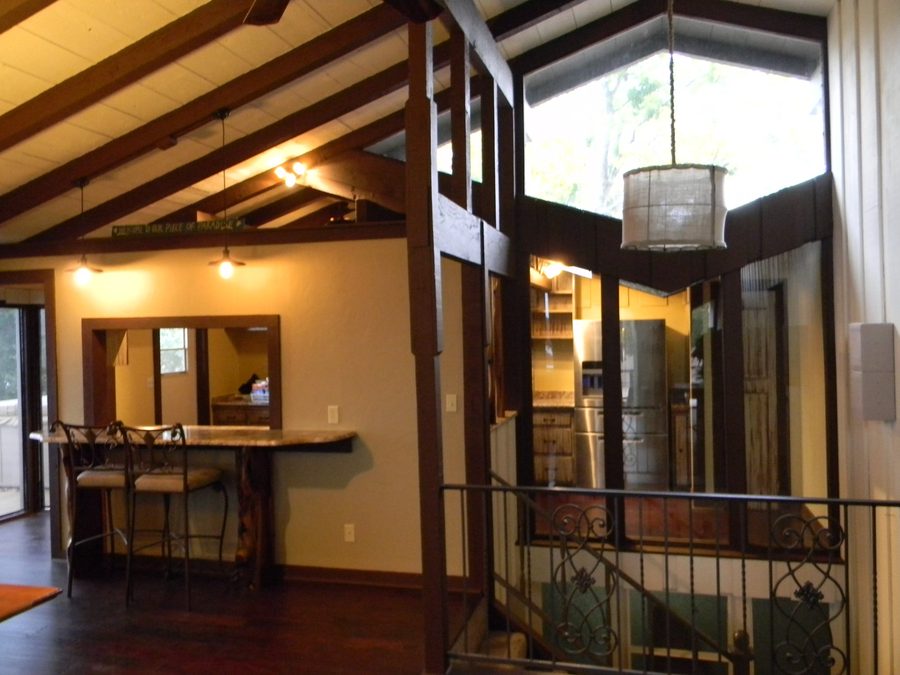 Interior renovation — vaulted beam ceiling and kitchen remodel, East Texas